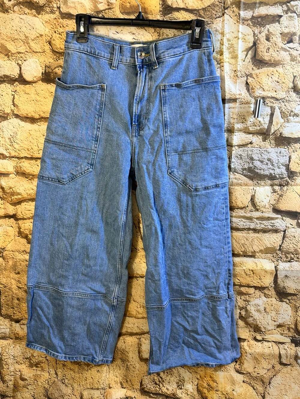 Everlane Light Wash Denim Patch Pocket Wide Leg Pants Size 26